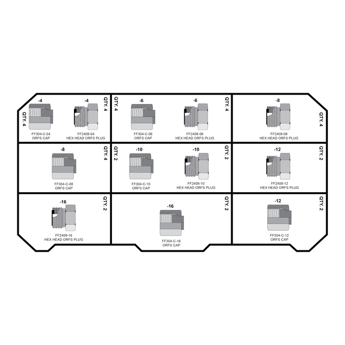 Face Seal (ORFS) Cap & Plug Kit 36pc - HBE2002-001