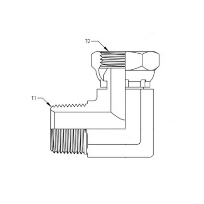 -04 X -06 Male NPT to Female NPT Swivel 90° (1501-04-06)