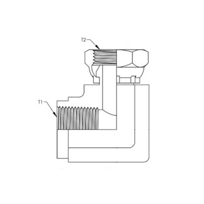 -08 X -08 Female NPT to Female NPT Swivel 90° (1502-08-08)