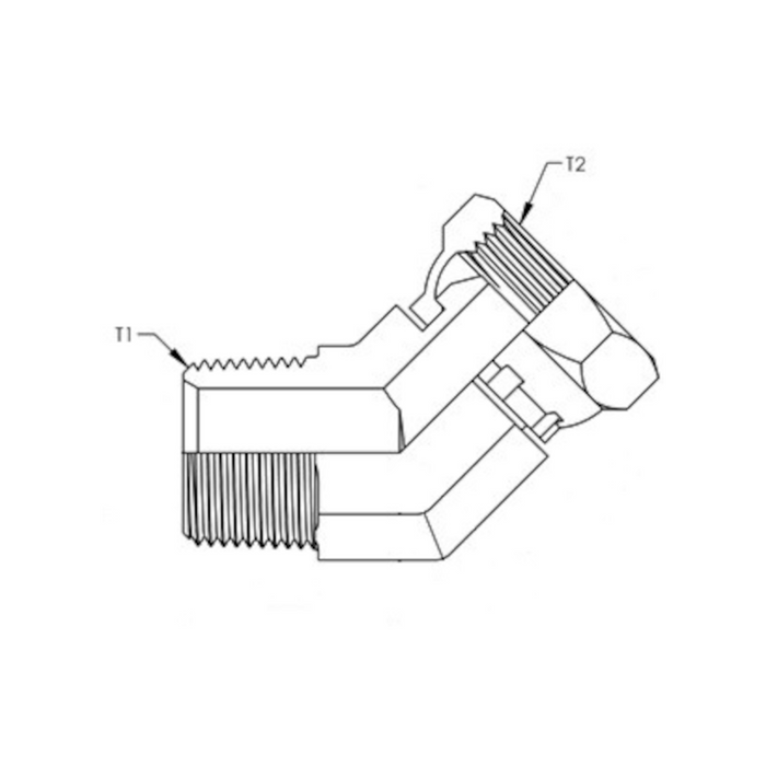 -08 X -06 Male NPT to Female NPT Swivel 45° (1503-08-06)