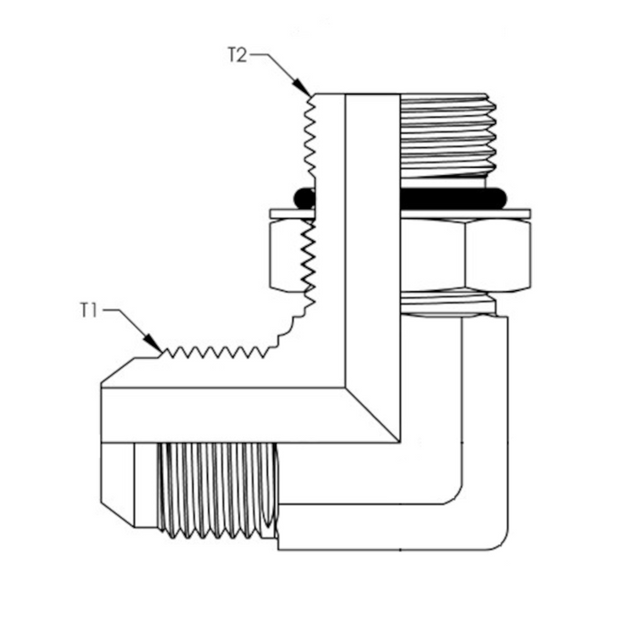 -16 X -16 Male JIC to Male SAE O-Ring Boss 90° (6801-16-16)