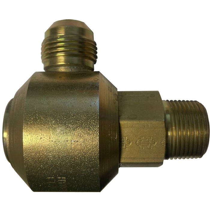 In-Line 3/8" Male JIC x 3/8" Male NPT 90 Degree Live Swivel - 9S6J6-P6